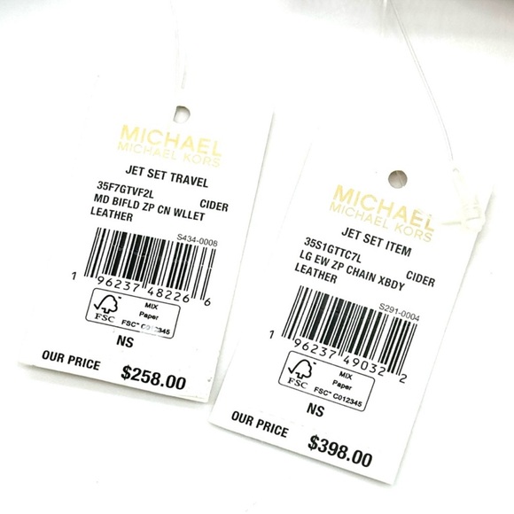 Michael Kors Large EW Crossbody Bag Cider & Medium Bifold Zip Chain Wallet Cider - Picture 14 of 14